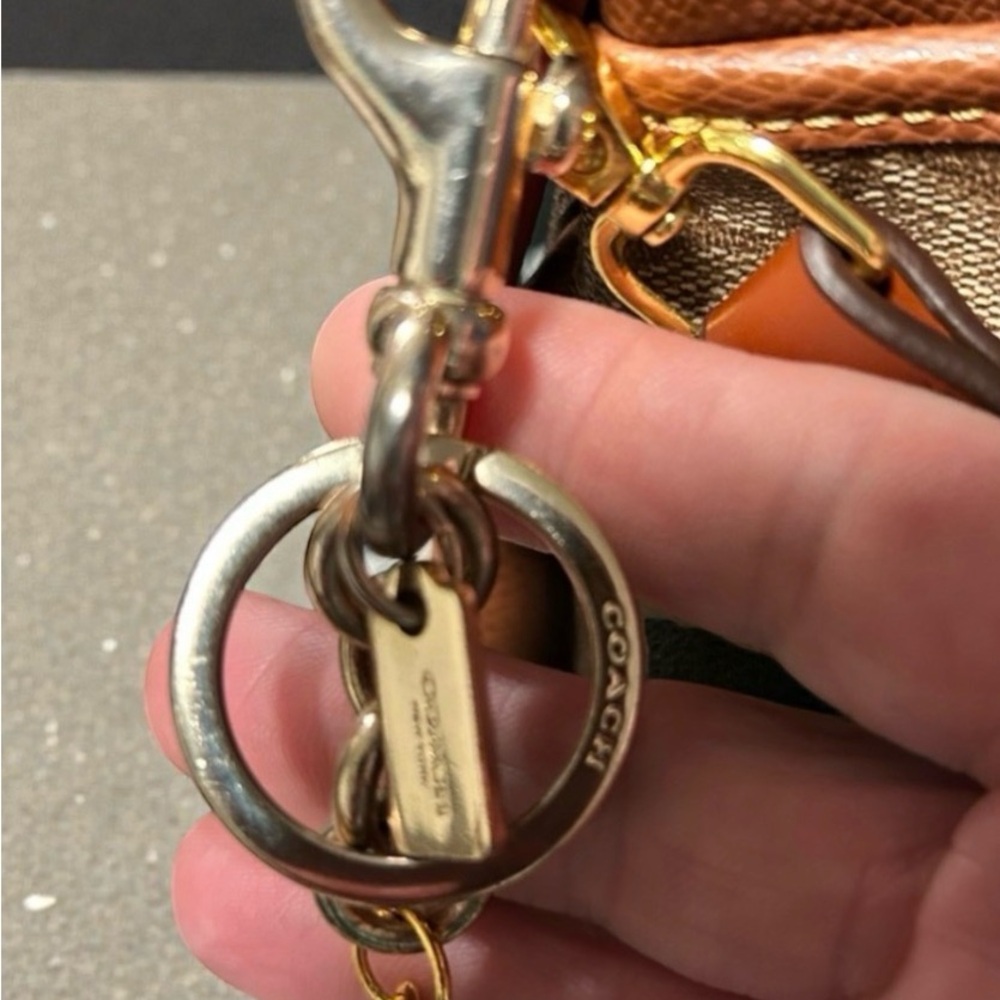 Coach❤️Signature Morgan in Khaki & Saddle Color Canvas & Leather Satchel - Picture 4 of 13